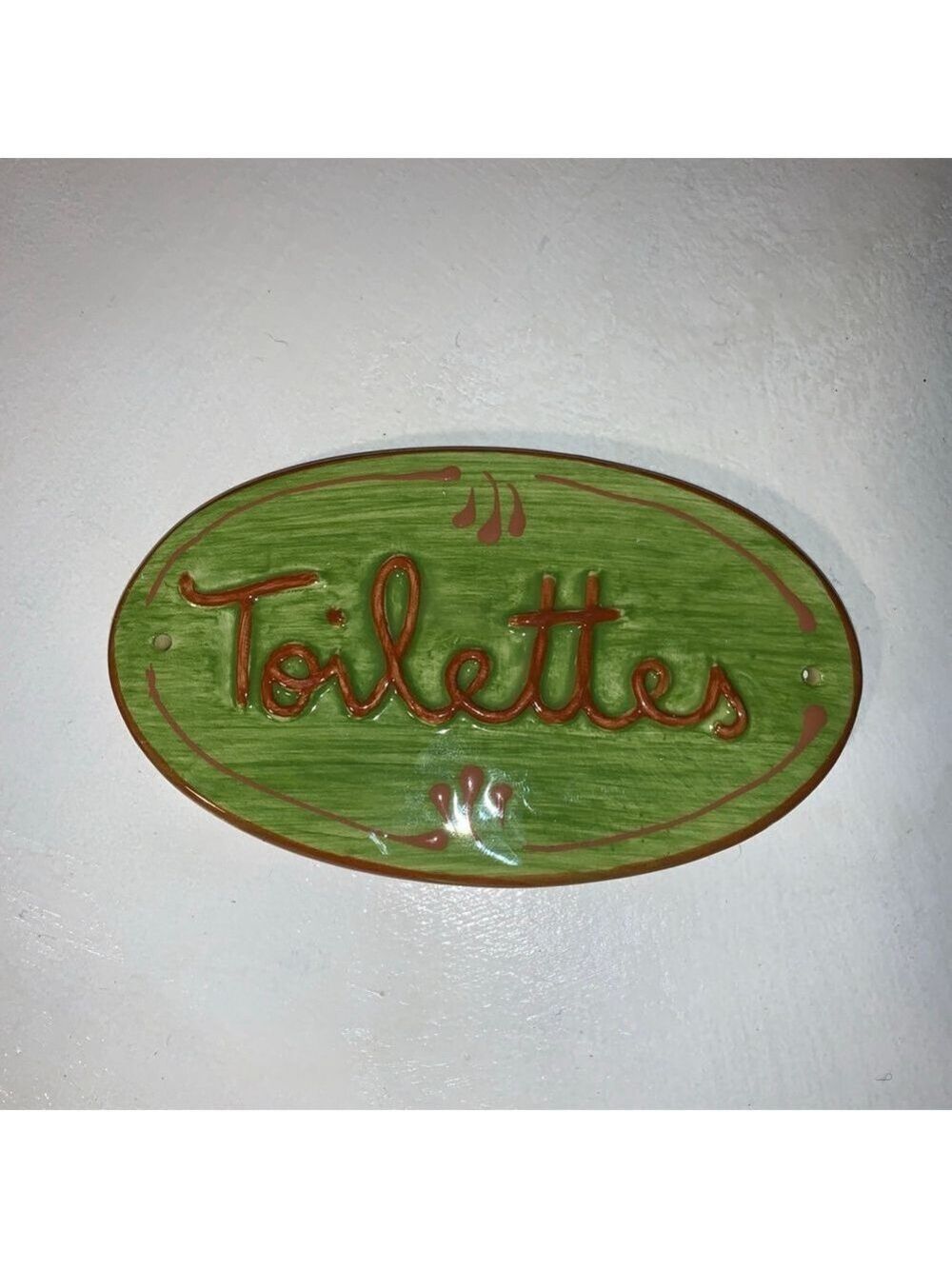 Unbranded oval door plaque Decor Green brown Toilettes Sign One Size